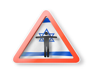 Image showing Warning sign with man\'s figure on the Israeli flag.