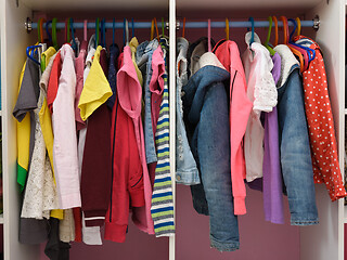 Image showing View of the closet with children\'s things