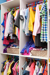 Image showing Storage of baby items in a home closet