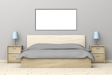 Image showing Bedroom with wooden furniture