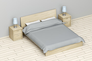 Image showing Bedroom with wooden furniture