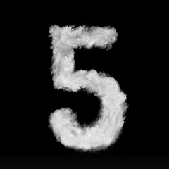 Image showing Figure five made from white clouds on a black background.