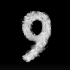 Image showing Figure nine made from white clouds on a black background.