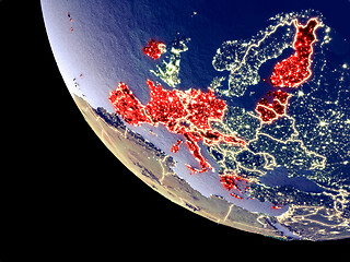 Image showing Eurozone member states from space on Earth