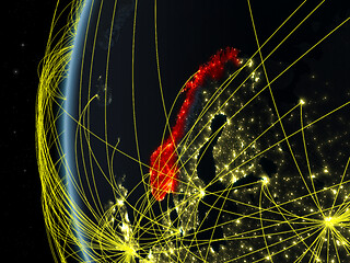 Image showing Norway from space with network