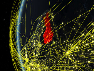 Image showing Finland from space with network