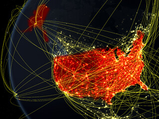 Image showing USA from space with network