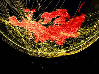 Image showing Europe on dark networked Earth