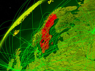 Image showing Sweden on Earth with network