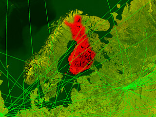 Image showing Finland on digital map