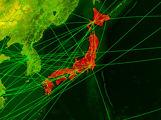 Image showing Japan on digital map