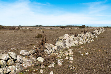 Image showing Broken dry old traditional stonewall