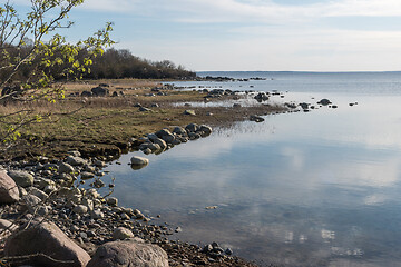 Image showing Coastline in a stony bay