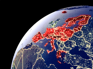 Image showing Satellite view of Schengen Area members on Earth