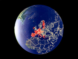 Image showing Eurozone member states on Earth from space