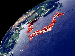 Image showing Satellite view of Japan and Korea on Earth