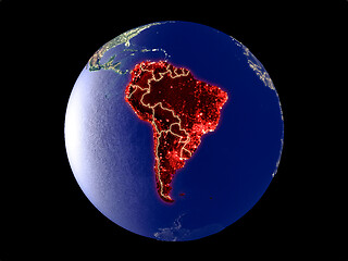 Image showing South America on Earth from space