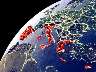 Image showing Satellite view of Southern Europe on Earth