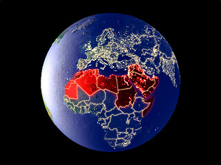 Image showing Arab League on Earth from space