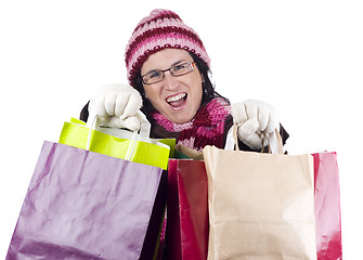 Image showing christmas shopping woman