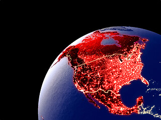 Image showing Satellite view of NAFTA memeber states on Earth