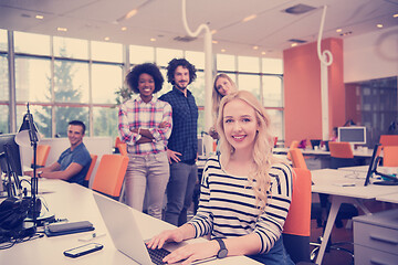 Image showing informal business woman working in the office