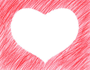 Image showing Hand-drawn red heart shape