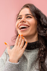 Image showing Beautiful young woman with teeth braces