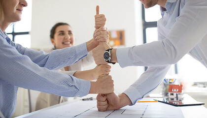 Image showing group of business team making thumbs up gesture