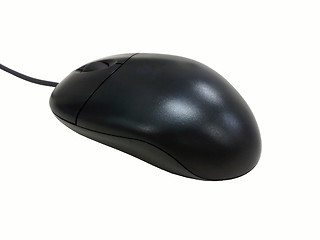 Image showing The black PC mouse with white background