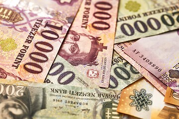 Image showing Banknotes Background, Hungarian Forints