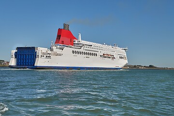 Image showing Ferry approaching port