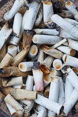 Image showing Cigarette buts in an ashtray