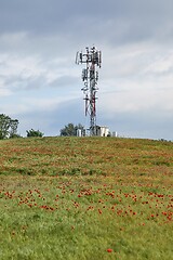 Image showing Transmitter towers on a hill