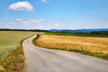 Image showing Country road through farmlands