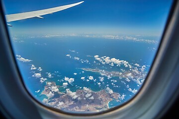 Image showing Saint Martin and Anguilla Caribbean islands seen frome airplane window