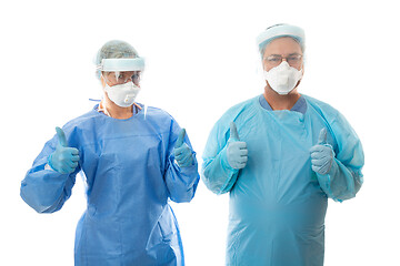 Image showing Two ICU scrub nurses in full PPE during coronavirus COVID-19 pandemic