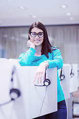 Image showing female call centre operator doing her job