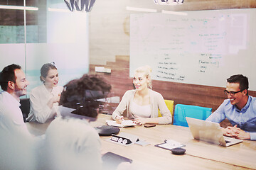 Image showing Startup Business Team At A Meeting at modern office building