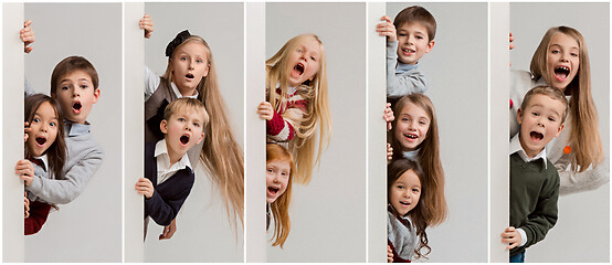 Image showing Banner with a surprised children peeking at the edge