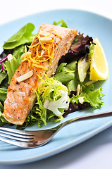 Image showing Salad with grilled salmon