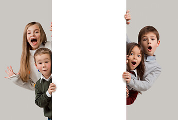 Image showing Banner with a surprised children peeking at the edge