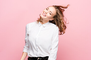 Image showing The young woman\'s portrait with happy emotions