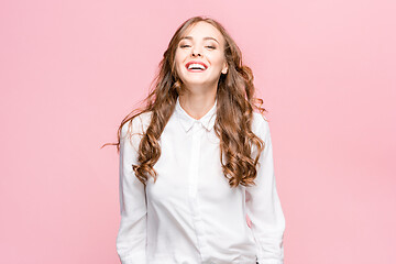 Image showing The young woman\'s portrait with happy emotions