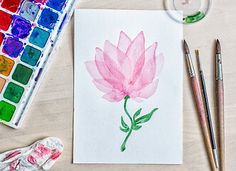 Image showing drawing with watercolors