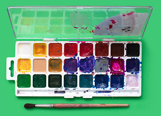 Image showing watercolor package on a green background