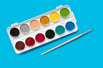 Image showing watercolor package on a blue background