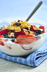 Image showing Yogurt with berries and granola