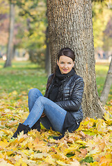 Image showing Woman in a Forest in the Autumn