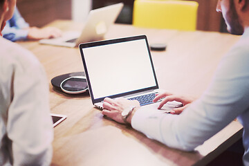 Image showing Startup Business Team At A Meeting at modern office building